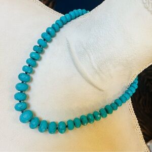 Vintage Lucas Lameth faceted graduated knotted howlite sterling silver necklace